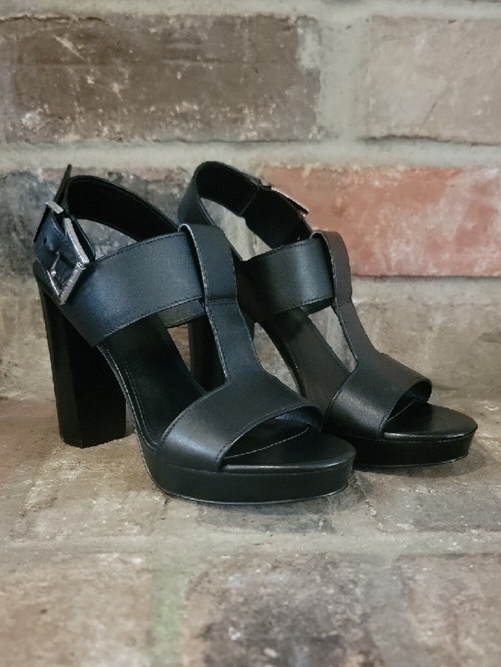 Michael Kors Becker Black Platform Block Heel Sandals